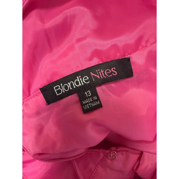 Blondie Nites Bright Pink Mini Formal Party Dress Fit & Flare SZ 12 (13 JR) NWT - Picture 8 of 8